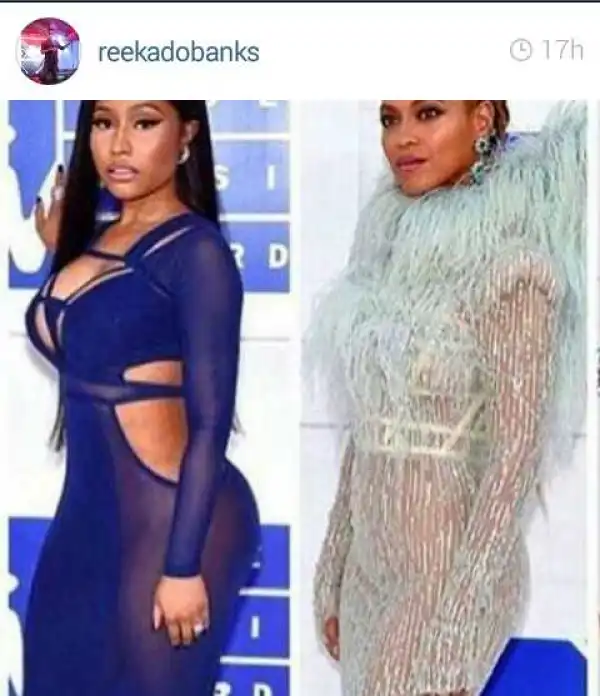 Photo: Reekado Banks Reacts To The Dress Nicki Minaj & Beyonce Wore To 2016 MVAs